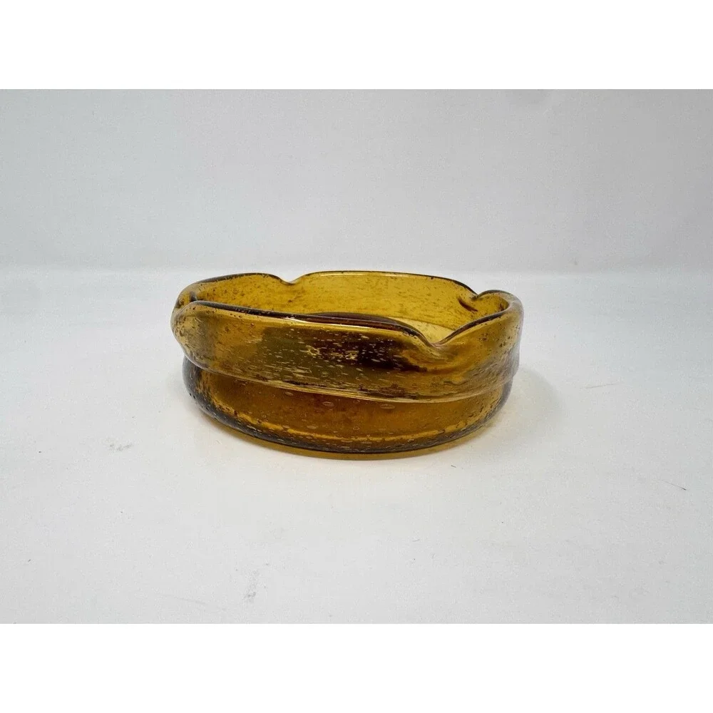Vintage Amber Glass Ashtray with Logo MCM 4”